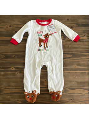 Baby Rudolph the Red-Nosed Reindeer Footie Pajamas 9M NWT First Christmas Plush